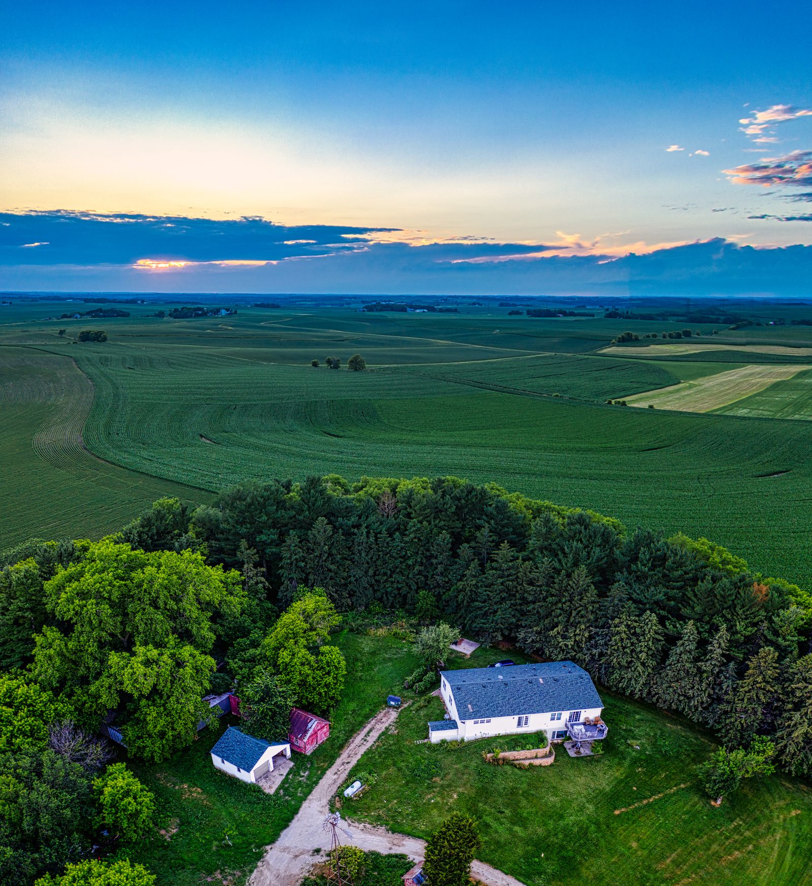Aerial top-down view of a full residential property